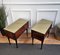 Italian Art Deco Style Walnut Bedside Tables with Glass Tops, 1950s, Set of 2, Image 8
