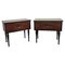 Italian Art Deco Style Walnut Bedside Tables with Glass Tops, 1950s, Set of 2, Image 1