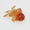 Broche en Or Jaune 19 Carats avec Jade Orange, 1960s 3