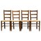 Early 20th Century Rattan and Wood Chairs, Set of 4 1