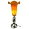 Art Nouveau French Wrought Iron Lamp with Glass Shade, 1920s, Image 1