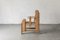 Brutalist Pine and Leather Easy Chair, 1970s, Image 2