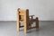 Brutalist Pine and Leather Easy Chair, 1970s, Image 17