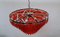 Italian Chandelier with Chromed Metal Frame and 6 Circles of Red Glass Pendants, 1990s, Image 7