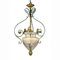 Vintage Wrought Iron and Blown Glass Lantern Hanging Light 1