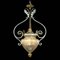 Vintage Wrought Iron and Blown Glass Lantern Hanging Light 2