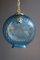 Lampada a sospensione in vetro di Murano blu e ottone di Venini, anni '50, Immagine 2