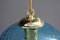 Lampada a sospensione in vetro di Murano blu e ottone di Venini, anni '50, Immagine 6