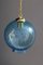 Pendant Light in Blue Murano Glass & Brass from Venini 1950s, Image 10