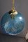Pendant Light in Blue Murano Glass & Brass from Venini 1950s 3