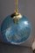 Pendant Light in Blue Murano Glass & Brass from Venini 1950s, Image 3