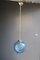 Lampada a sospensione in vetro di Murano blu e ottone di Venini, anni '50, Immagine 1