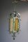 Lampe à Suspension Lanterne en Métal Vert et Verre de Murano Jaune, Italie, 1950s 1