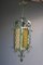 Lantern Hanging Light in Green Metal & Yellow Murano Glass, Italy, 1950s 1