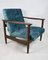 GFM-142 Lounge Chair in Blue Chameleon Velvet attributed to Edmund Homa, 1970s 2