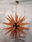Lámpara de araña italiana Mid-Century de cristal de Murano naranja, década de 2000, Imagen 9