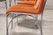 Sedie da pranzo in metallo cromato e velluto arancione, anni '70, set di 4, Immagine 2