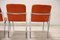 Dining Chairs in Chromed Metal and Orange Velvet, 1970s, Set of 4 3