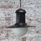 Vintage Industrial Brown Enamel & Opaline Glass Pendant Light, Image 5