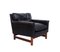 Danish Lounge Chair in Black Leather with Teak, 1960s 1
