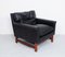 Danish Lounge Chair in Black Leather with Teak, 1960s 2