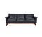 Danish Three Seater Sofa in Black Leather and Teak, 1960s 1