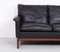 Danish Three Seater Sofa in Black Leather and Teak, 1960s 7