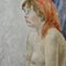 Donna con sciarpa, anni '80, olio su tela, Immagine 1