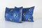 Blue Silk and Velvet Ikat Cushion Covers, Set of 2 3