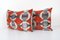 Red Velvet and Silk Ikat Lumbar Cushion Covers, 2010s, Set of 2, Image 2