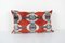 Red Silk and Velvet Ikat Cushion Cover, 2010s 1