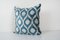 Blue Square Pale Velvet Ikat Cushion Cover, 2010s, Image 2