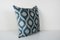 Blue Square Pale Velvet Ikat Cushion Cover, 2010s, Image 3