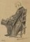 Pierre Georges Jeanniot, hombre sentado, dibujo a lápiz, finales del siglo XIX, Imagen 1