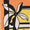 Blume auf gelb-orangem Hintergrund, Siebdruck, 1950er 1