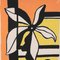 Fiore su sfondo giallo e arancione, serigrafia, anni '50, Immagine 1