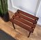 Mid-Century Modern Italian Metal Base Brass Feet Wooden Slat Stool, 1970s, Image 3