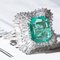 18k Vintage White Gold with Colombian Emerald Ballerina Ring, Image 3