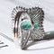 18k Vintage White Gold with Colombian Emerald Ballerina Ring 17