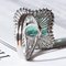 18k Vintage White Gold with Colombian Emerald Ballerina Ring, Image 17