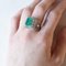18k Vintage White Gold with Colombian Emerald Ballerina Ring 20