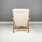 Mid-Century Italian Modern Beige Fabric and Wood Armchair with Pouf, 1960s, Set of 2 6