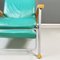 Modern Italian Aqua-Green Leather, Wood and Metal Armchair, 1980s 8