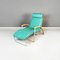 Moderner italienischer Sessel aus Leder, Holz & Metall in Aquagrün, 1980er 2