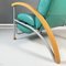 Moderner italienischer Sessel aus Leder, Holz & Metall in Aquagrün, 1980er 13