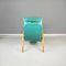 Fauteuil Vert Aqua en Cuir, Bois et Métal, Italie, 1980s 7