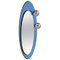 Mid-Century Oval Wall Mirror with Blue Glass Frame and Magnetic Lights, Italy, 1960s 1
