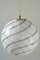 Vintage Murano Filigrana Golden and White Swirl Ceiling Lamp, 1960s, Image 1