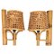 Italian Louis Sognot Style Sconces Lantern in Rattan and Bamboo, 1970s, Set of 2 1