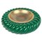 Italian Ashtray in Green Ceramic and Brass by Tommaso Barbi, 1970s 1